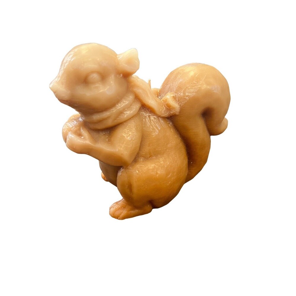 Squirrel Chipmunk Carved‎ Brown Wax Candle